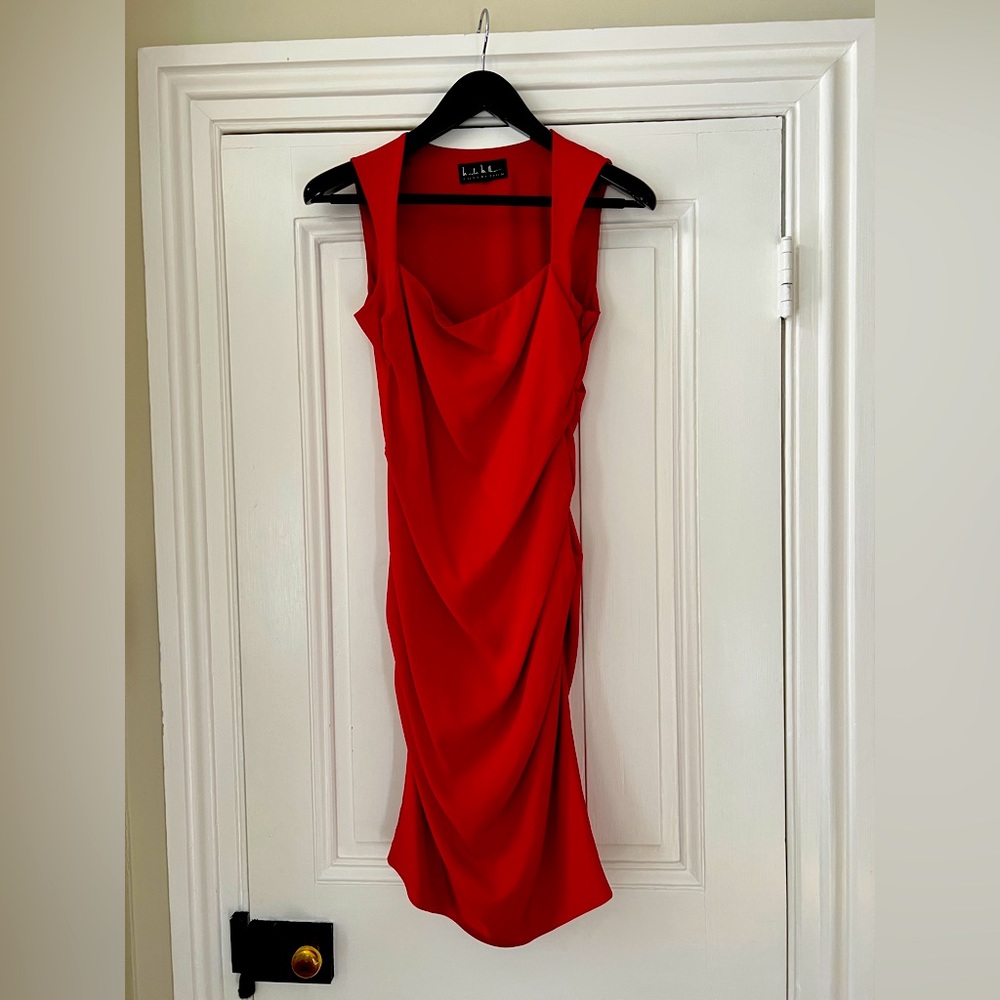 Gorgeous red silk Nicole Miller Collection dress.